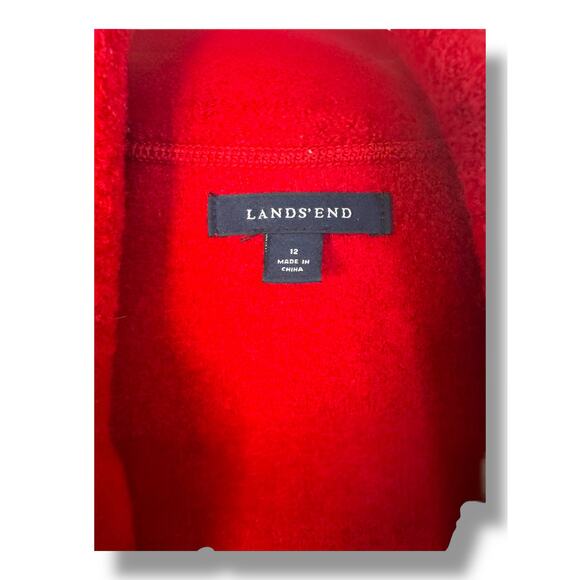 Lands’ End Women’s Red Wool Zip Up Jacket Size 12 Full Zip Collared Coat Classic - Picture 4 of 7